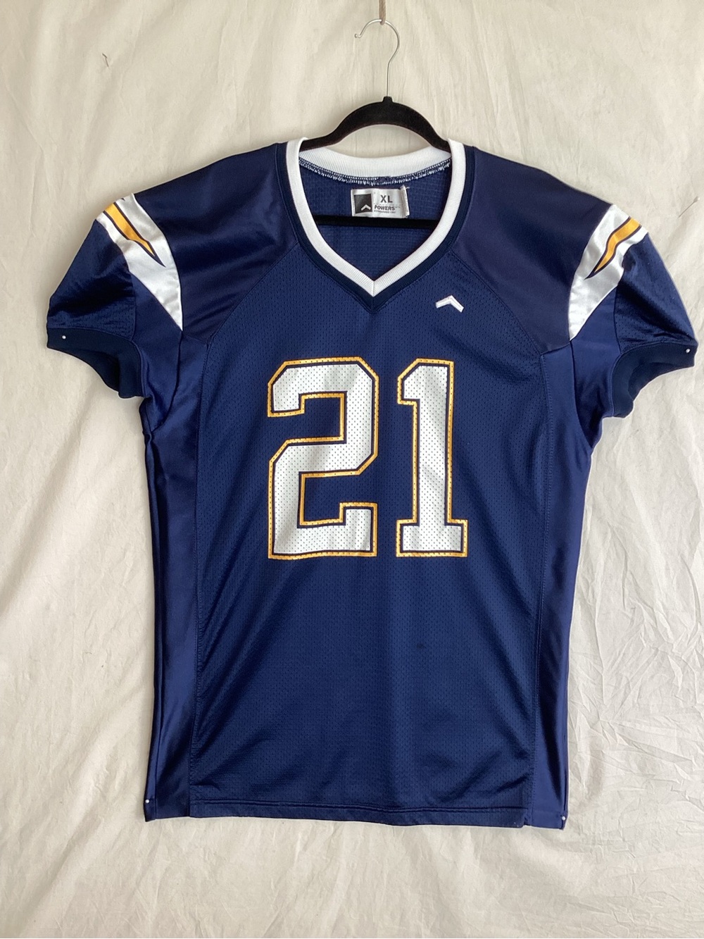 Vintage Powers MFG San Diego chargers #21 football jersey Tomlinson